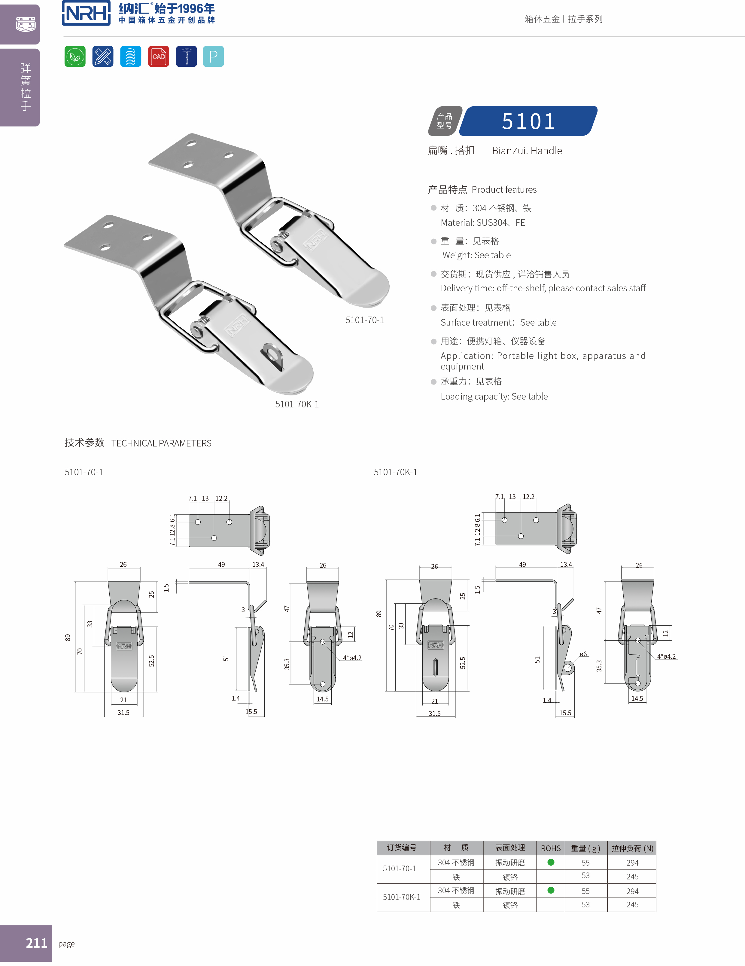 扁嘴TIKTOK国际免费版色板5103-70-1工具箱鎖扣_鋁塑窗鎖扣_NRHTIKTOK免费版色板TIKTOK国际免费版色板 