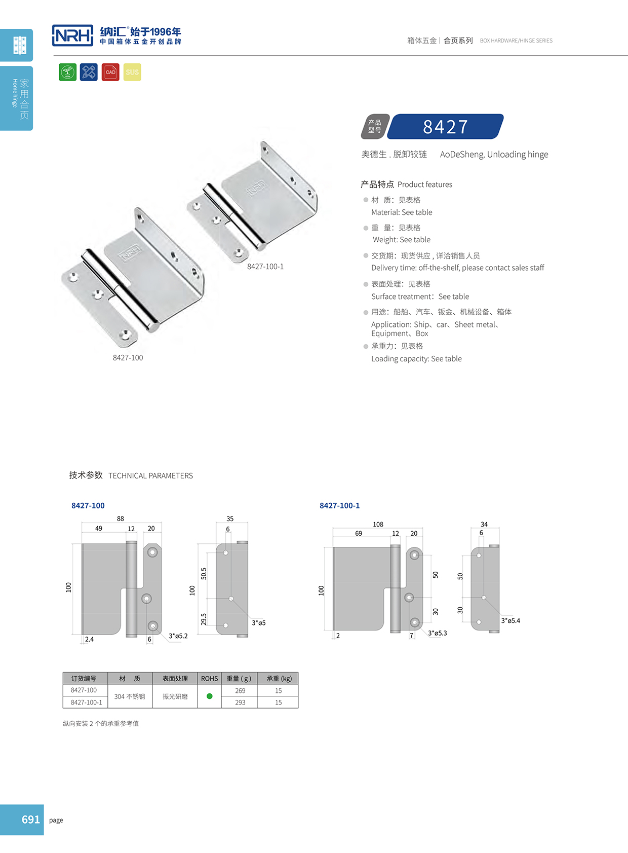 TIKTOK免费版色板/NRH 8427-100 控製櫃鉸鏈